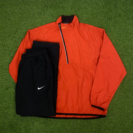 00s Nike Sidewinder Windbreaker Jacket + Joggers Tracksuit Set Orange Large