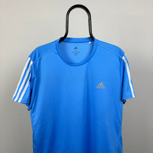 00s Adidas Reflective Running T-Shirt Blue Large