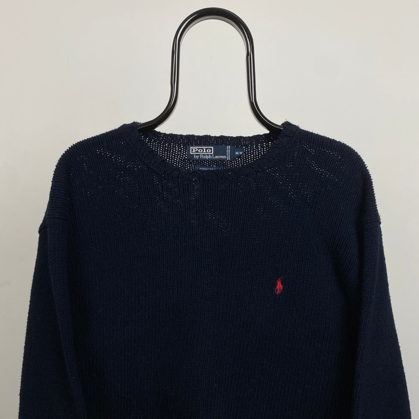 Retro Polo Ralph Lauren Knit Sweatshirt Black Medium