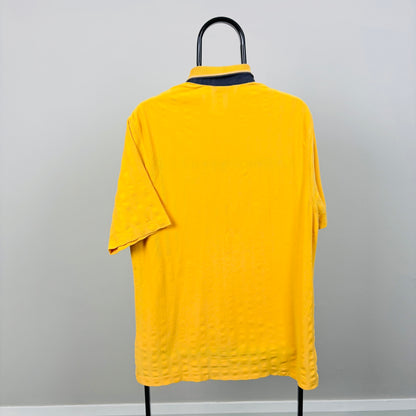 90s Nike Court Polo Shirt T-Shirt Yellow Medium