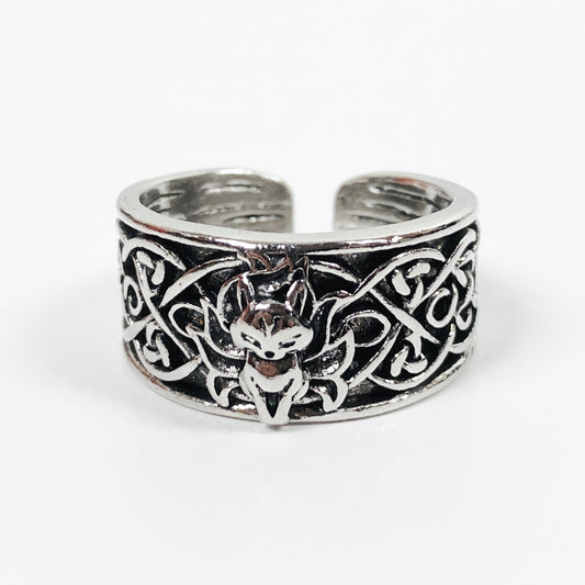 Retro Adjustable Fox Ring Silver