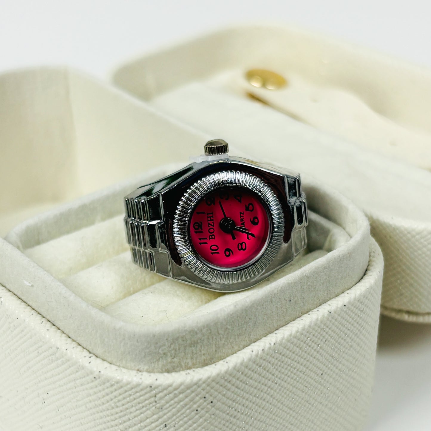 Retro Adjustable Watch Ring Silver Rose