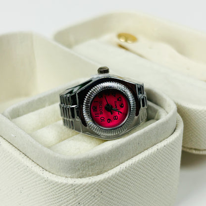 Retro Adjustable Watch Ring Silver Rose