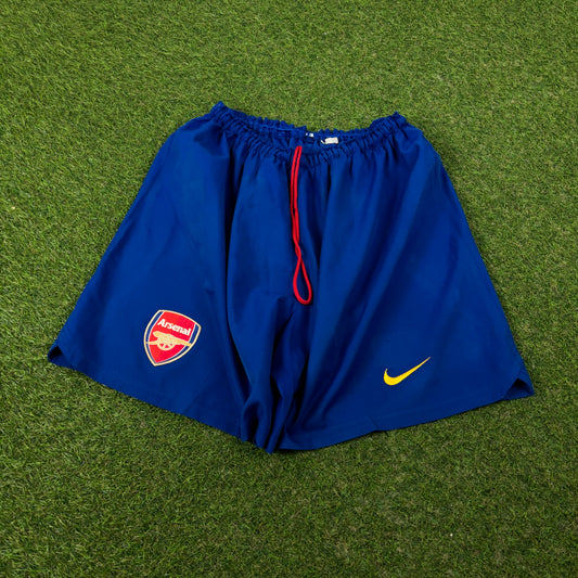 00s Nike Arsenal T90 Football Shorts Blue Large