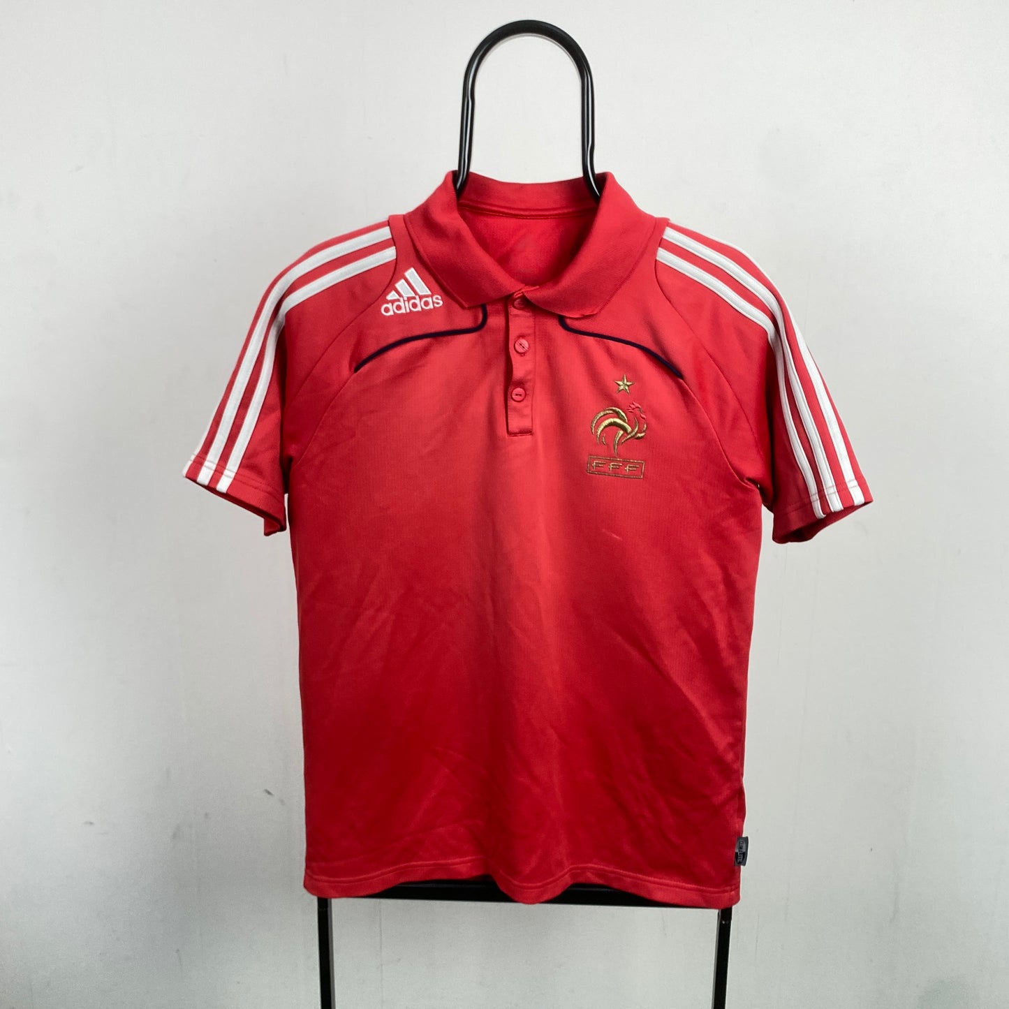 00s Adidas France Polo Shirt T-Shirt Red Medium