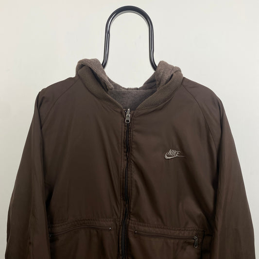 00s Nike Reversible Windbreaker Jacket Brown Medium