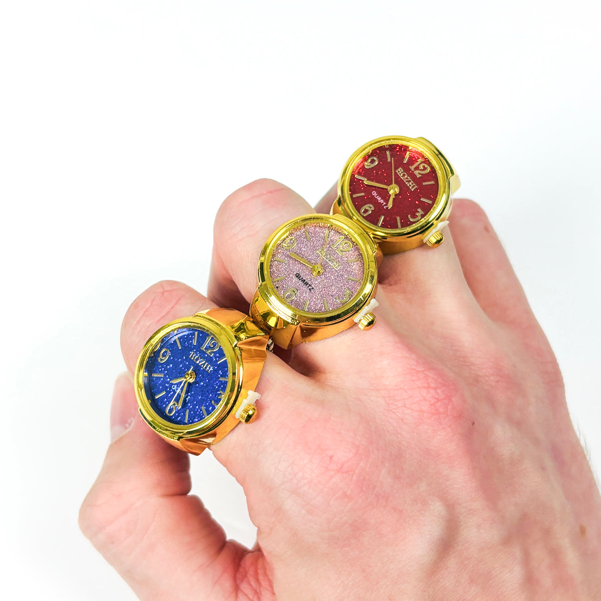 Adjustable Watch Ring Gold Red