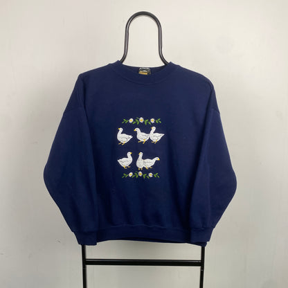 Retro 90s Acorn Goose Sweatshirt Blue Small