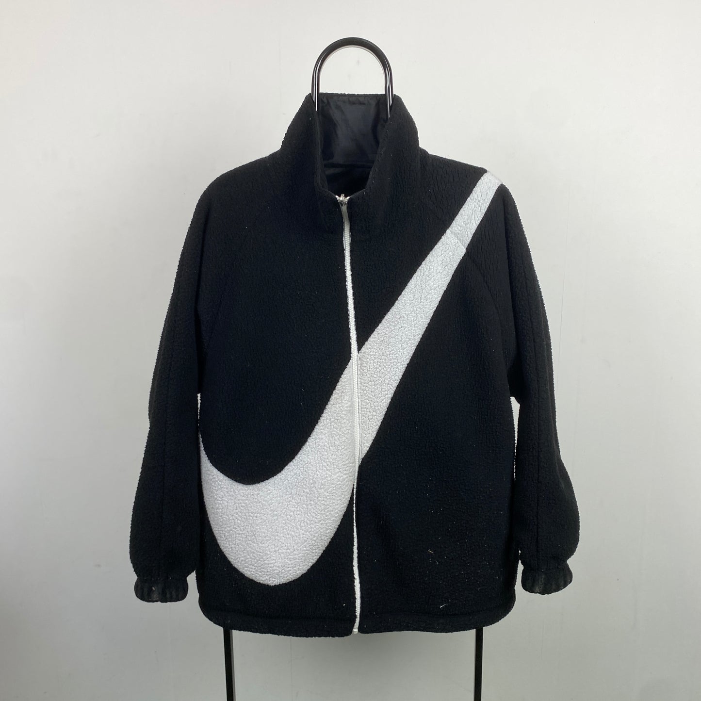 00s Nike Reversible Fleece Coat Jacket Black Small