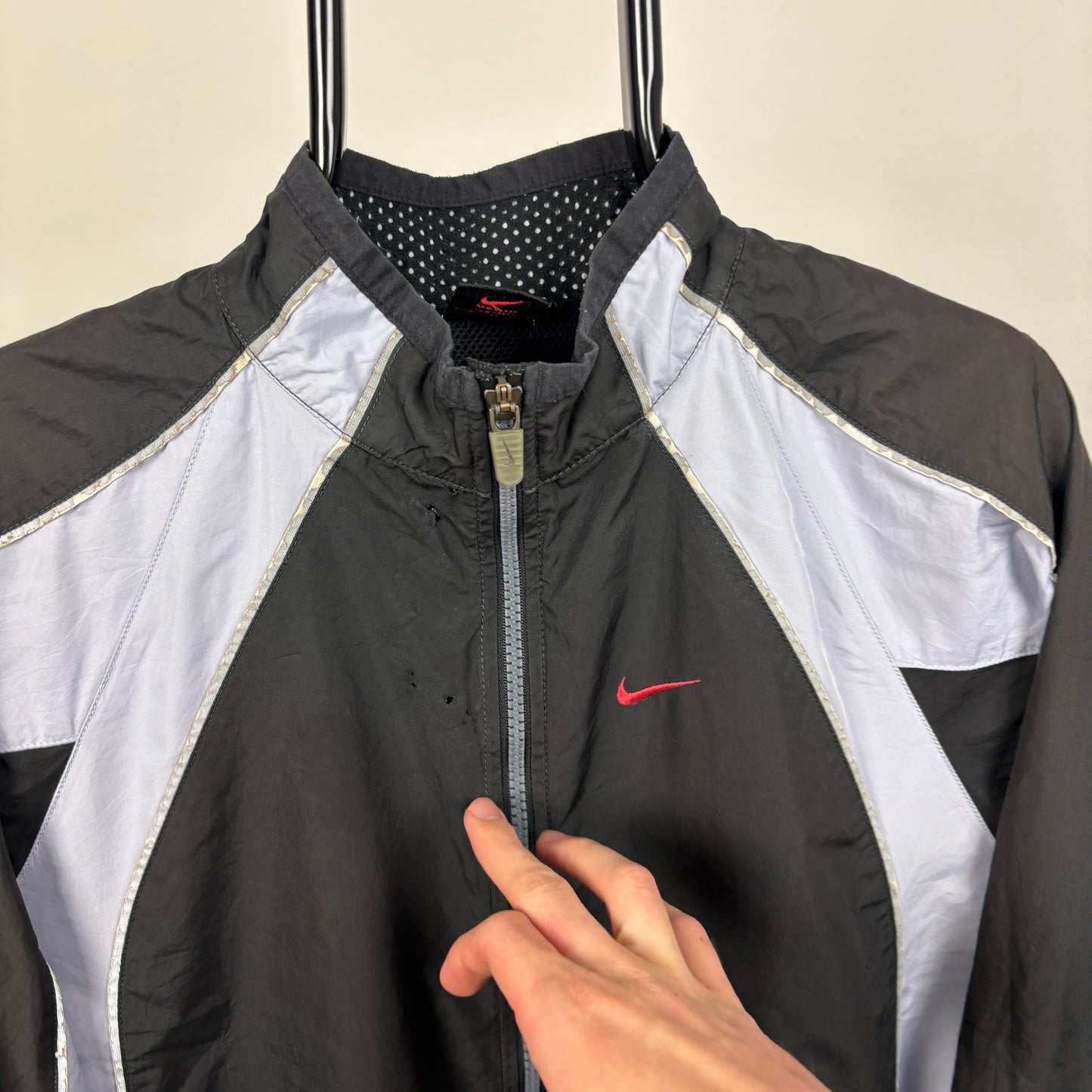 90s Nike Reflective Windbreaker Jacket Black Black Large