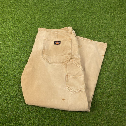00s Dickies Double Knee Workwear Trousers Joggers Brown XL