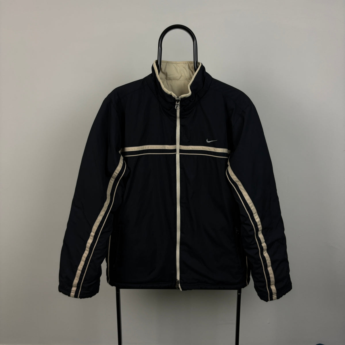 00s Nike Reversible Puffer Jacket Black Blue Large