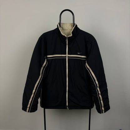 00s Nike Reversible Puffer Jacket Black Blue Large