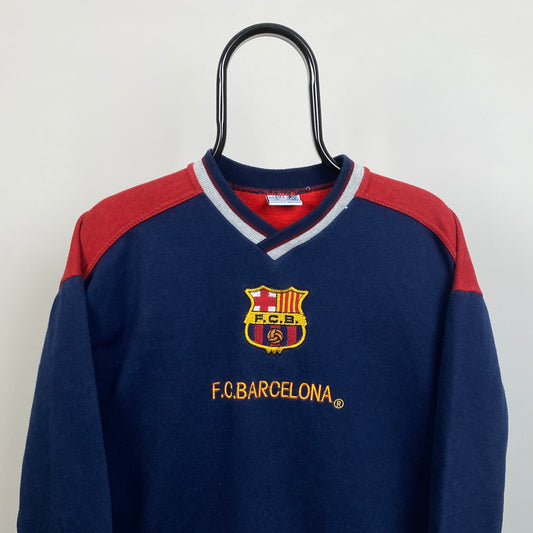 90s Barcelona Football Sweatshirt Blue XS