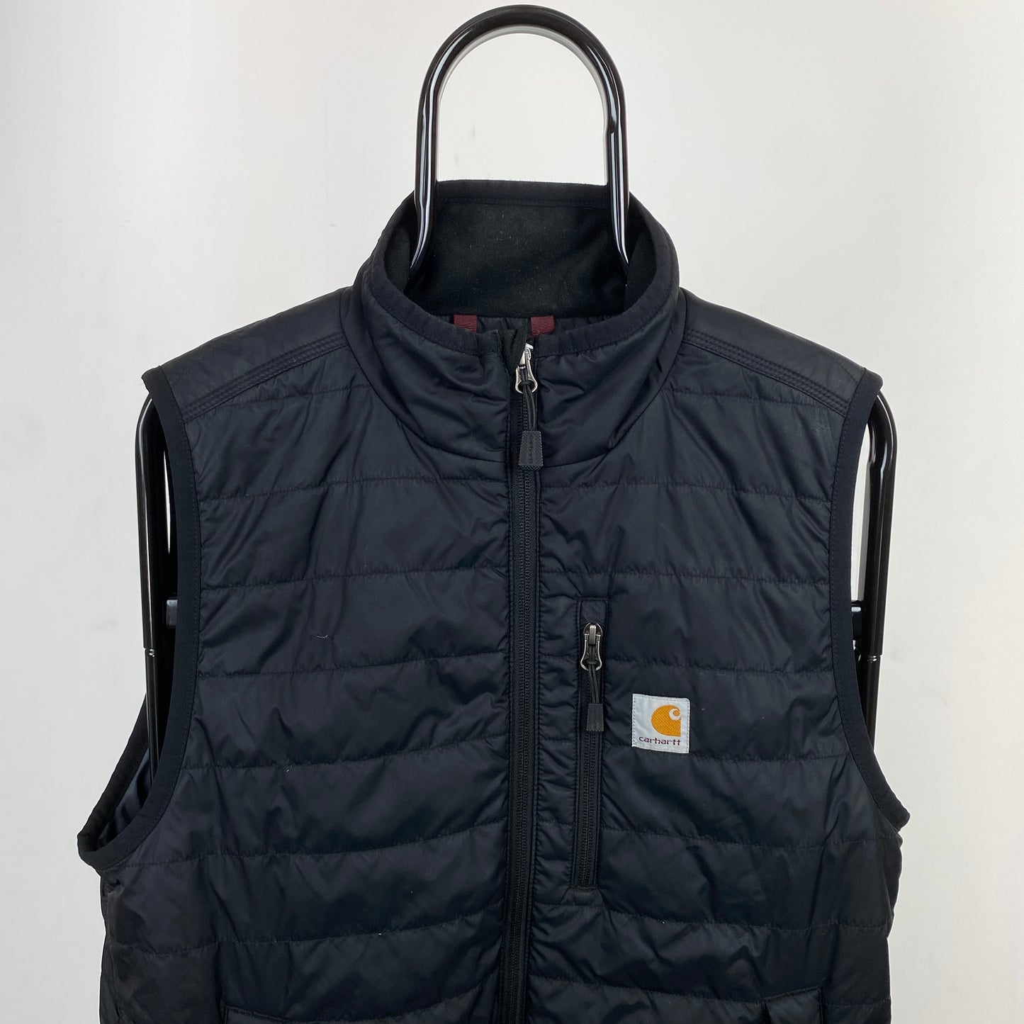 Retro Carhartt Puffer Gilet Jacket Black Medium