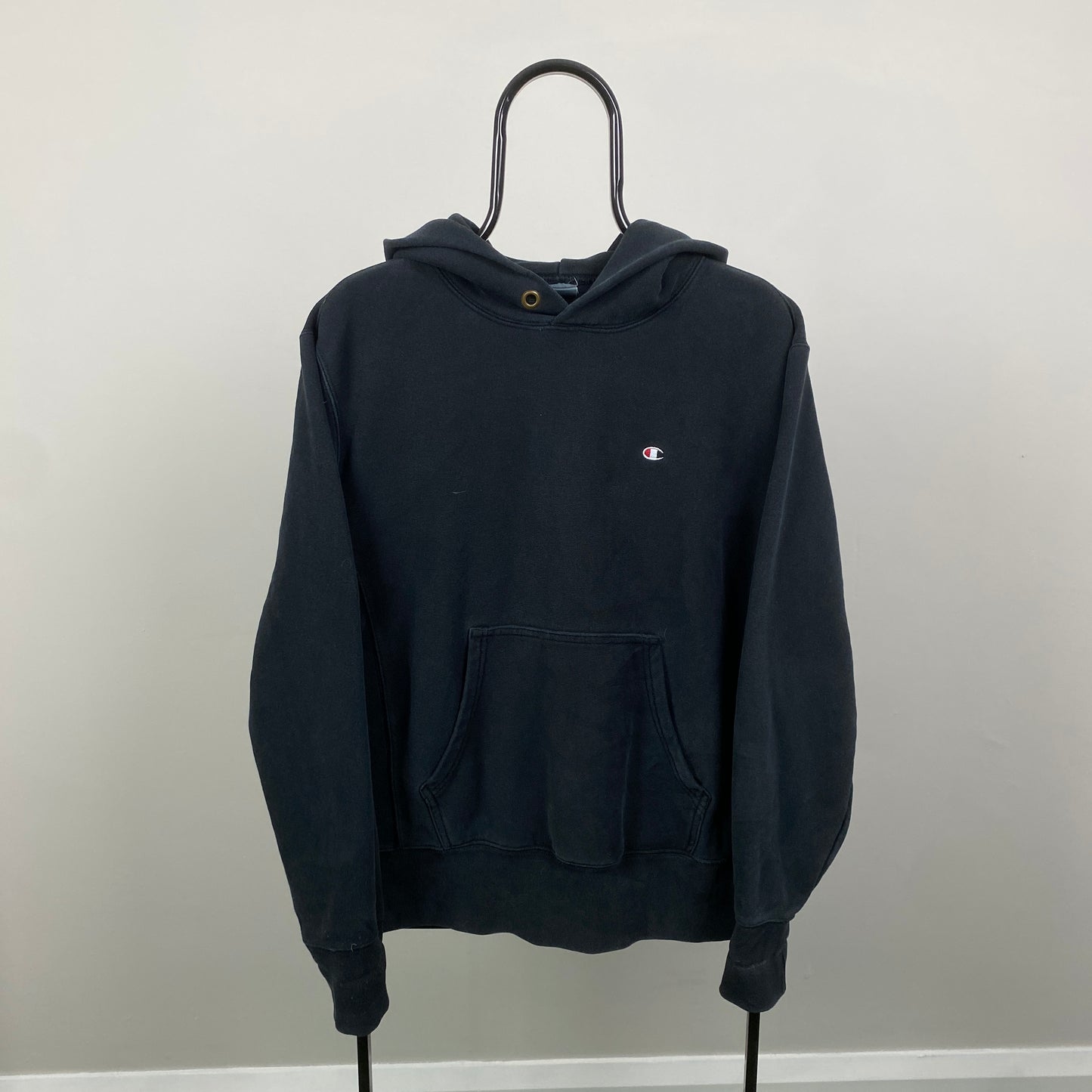 Retro Champion Reverse Weave Hoodie Black Large