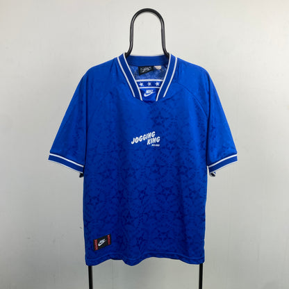 90s Nike Premier Football Shirt T-Shirt Blue XL