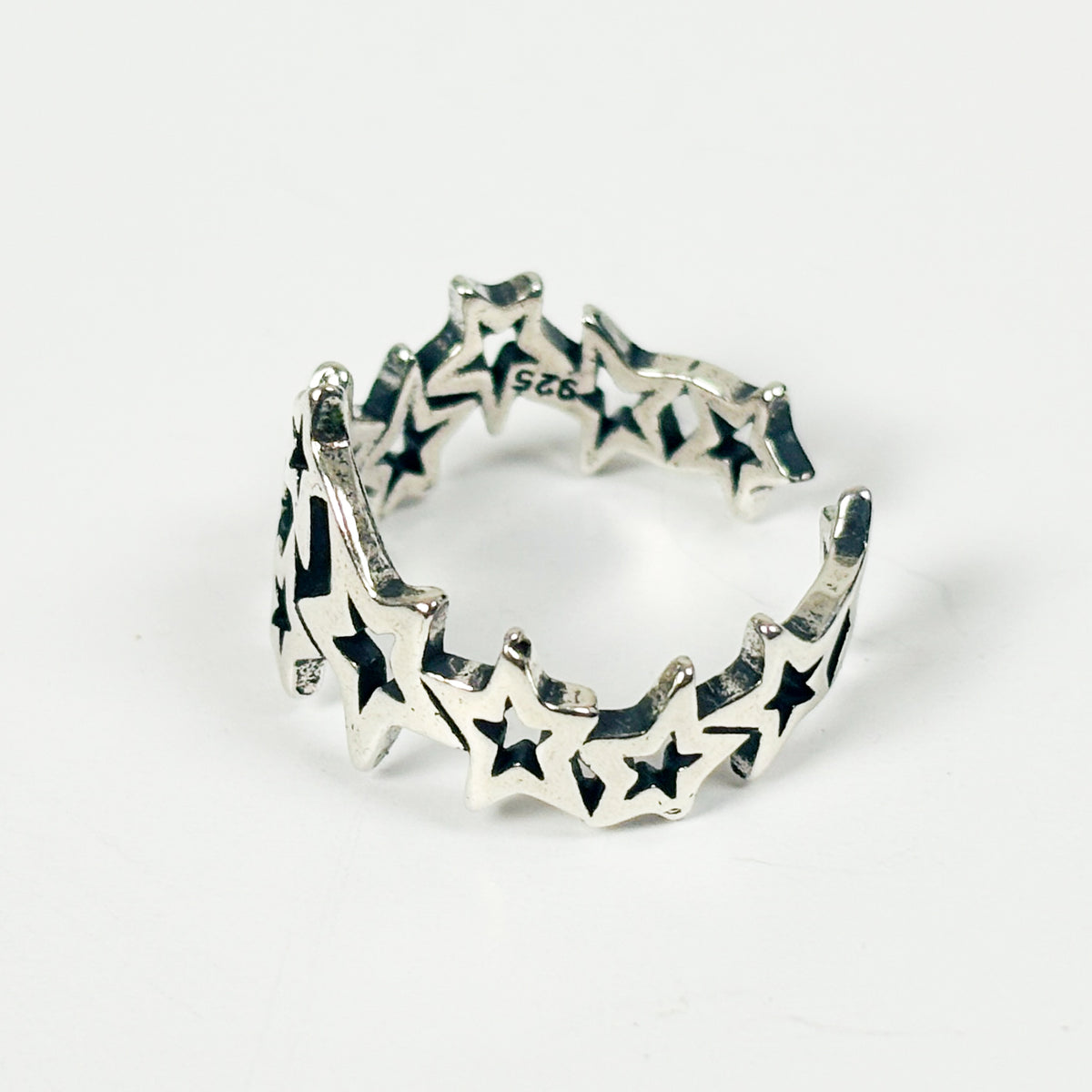 Silver Adjustable Star Cluster Ring