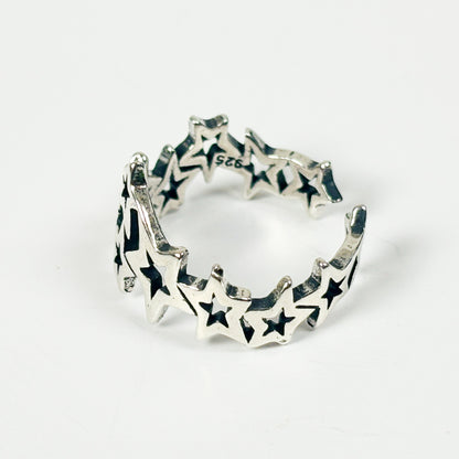 Silver Adjustable Star Cluster Ring
