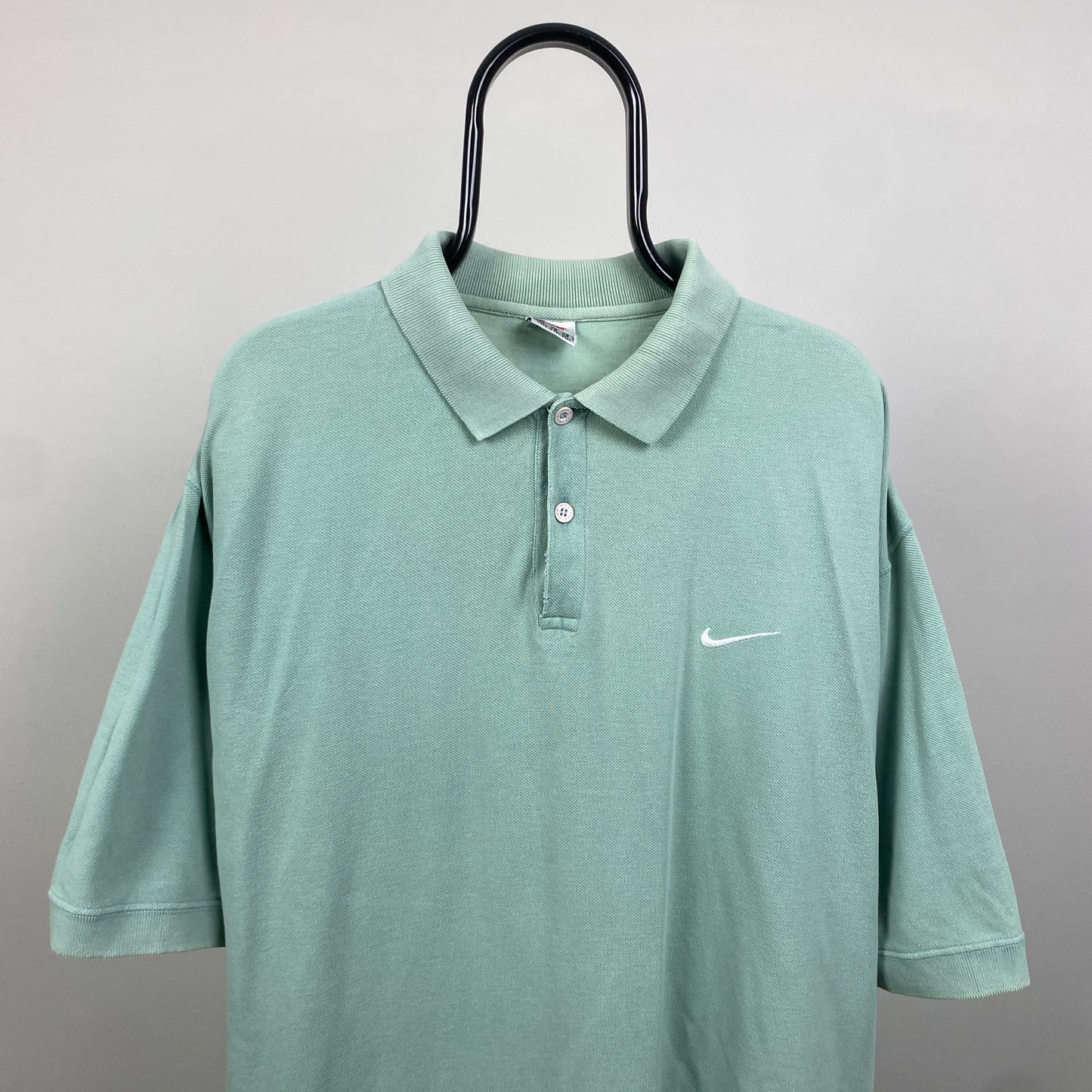 90s Nike Polo Shirt T-Shirt Green XL