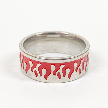 Retro Vintage Flame Ring Silver