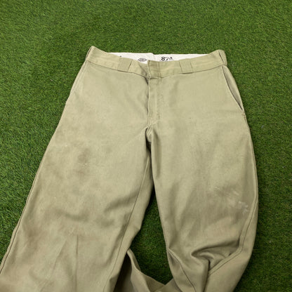 Retro Dickies Cargo Trousers Joggers Brown Medium