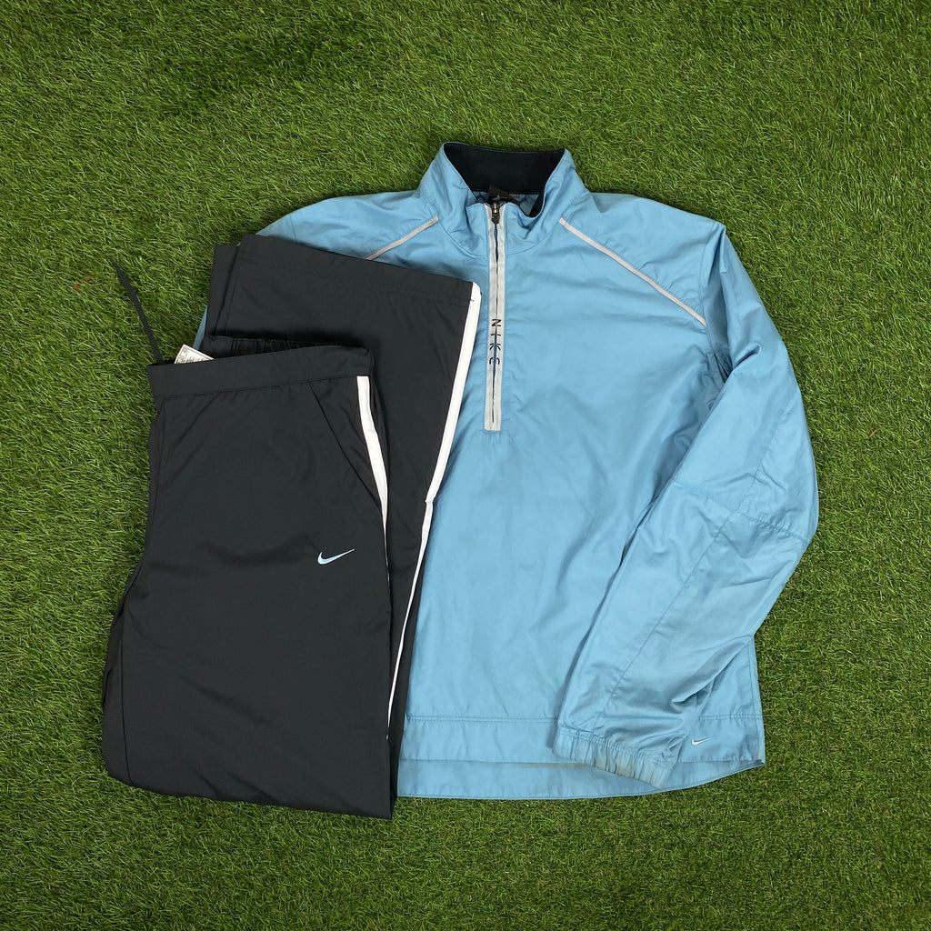 00s Nike Clima-Fit Tracksuit Jacket + Joggers Set Baby Blue Small