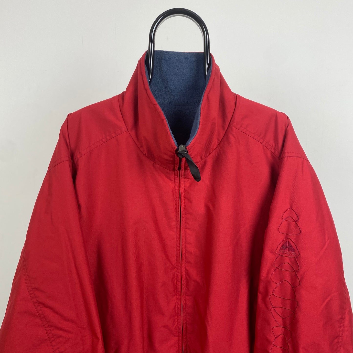 00s Nike ACG Reversible Fleece Coat Jacket Blue Red XL