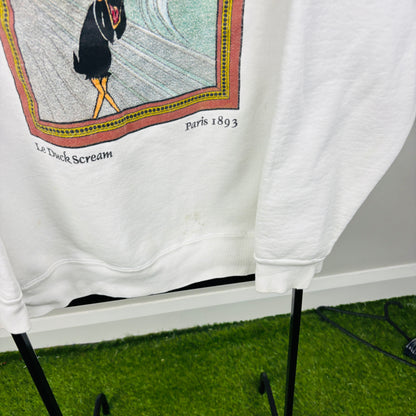 90s Looney Tunes Daffy Duck Scream Sweatshirt White Large