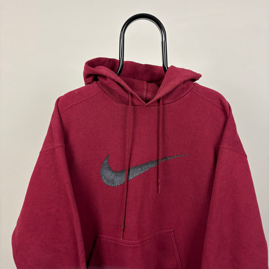 90s Nike Swoosh Hoodie Red Large
