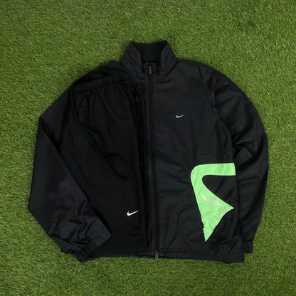 00s Nike Clima-Fit Windbreaker Jacket + Joggers Set Black Medium