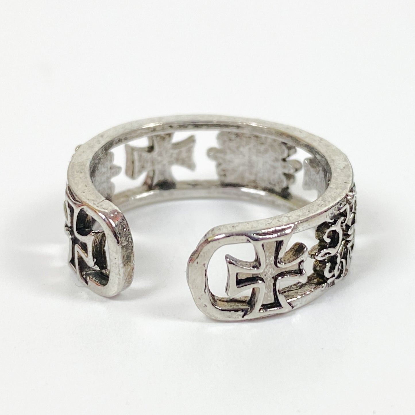 Retro Adjustable Antique Cross Ring Silver