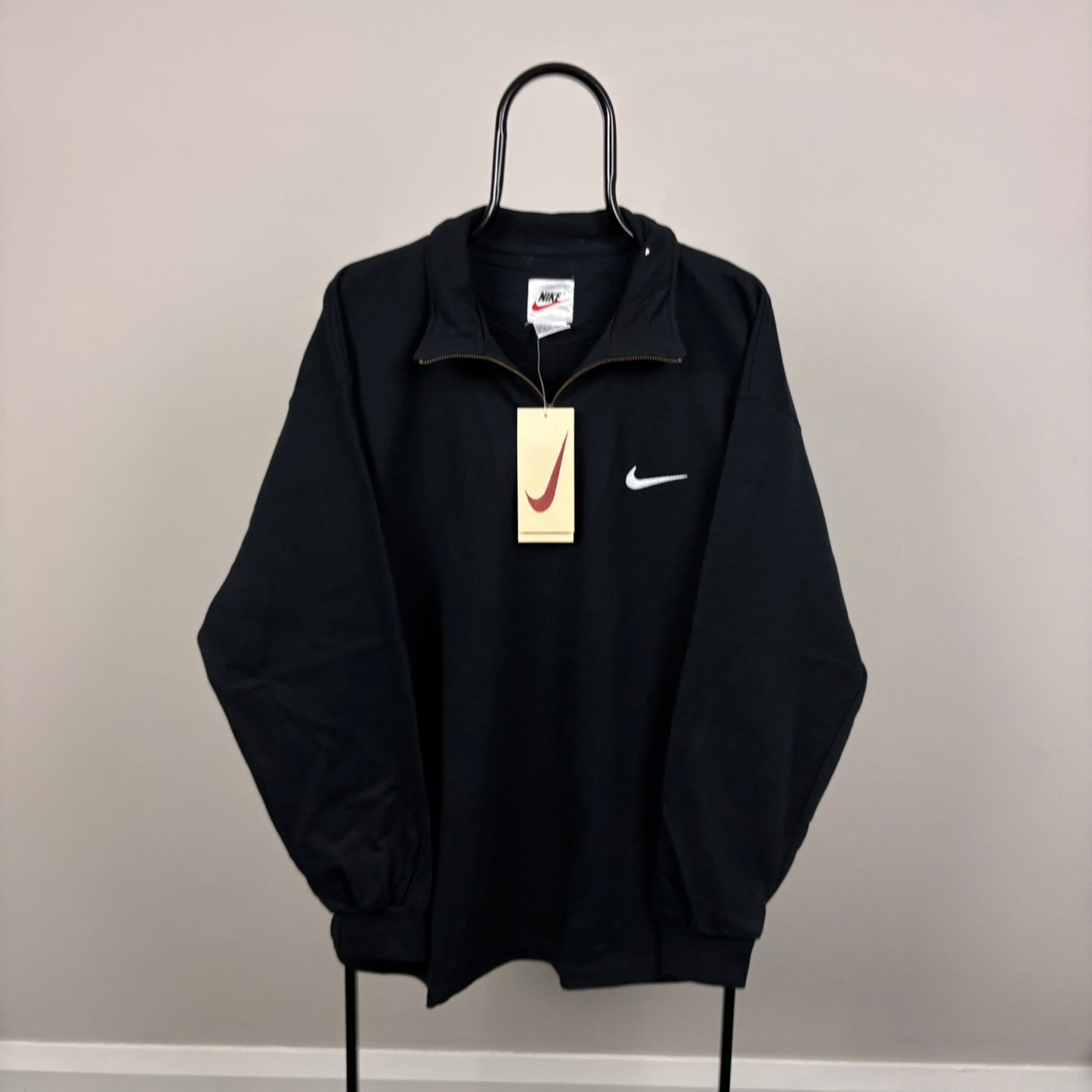 90s Nike 1/4 Zip Sweatshirt Black Large