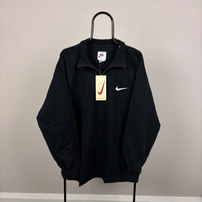90s Nike 1/4 Zip Sweatshirt Black Large
