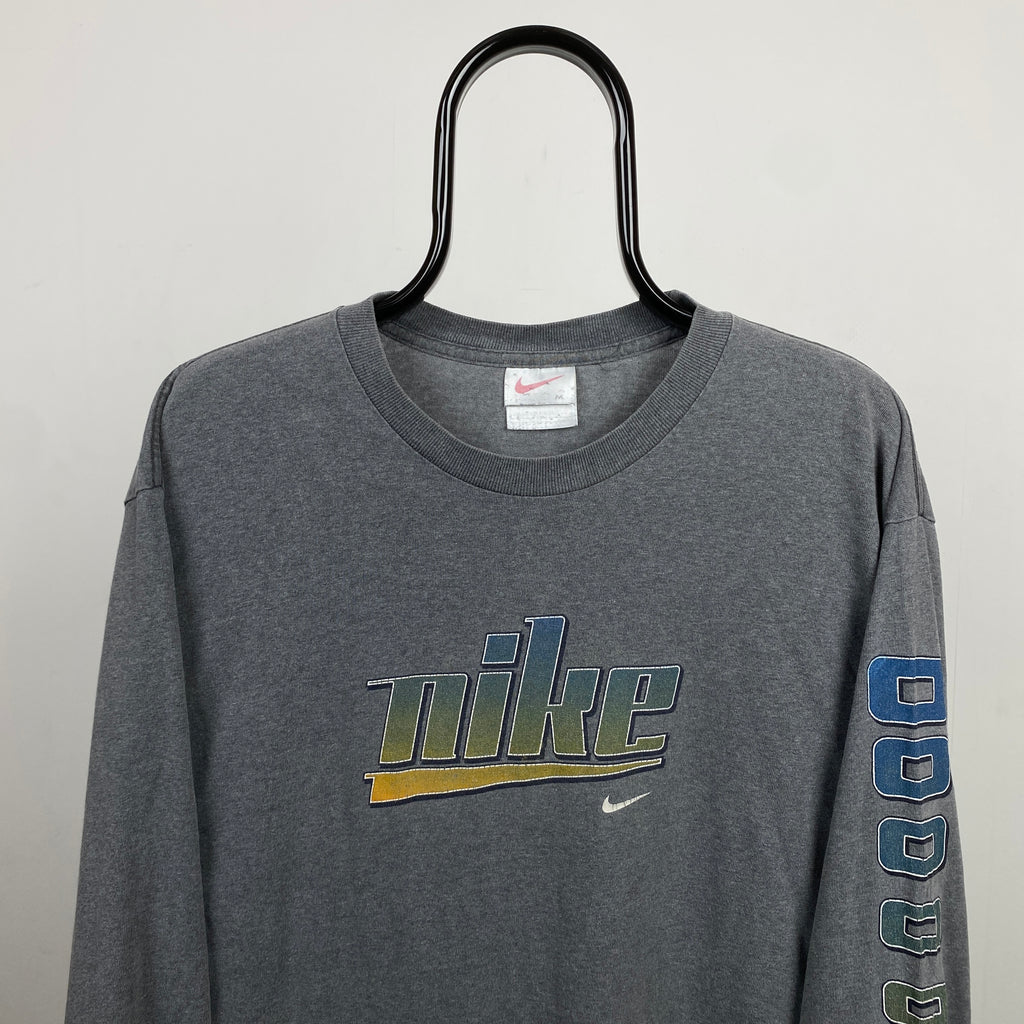 90s Nike Long Sleeve T-Shirt Grey Medium