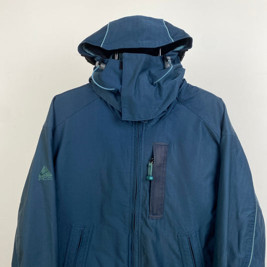 90s Nike ACG Waterproof Coat Jacket Blue Small