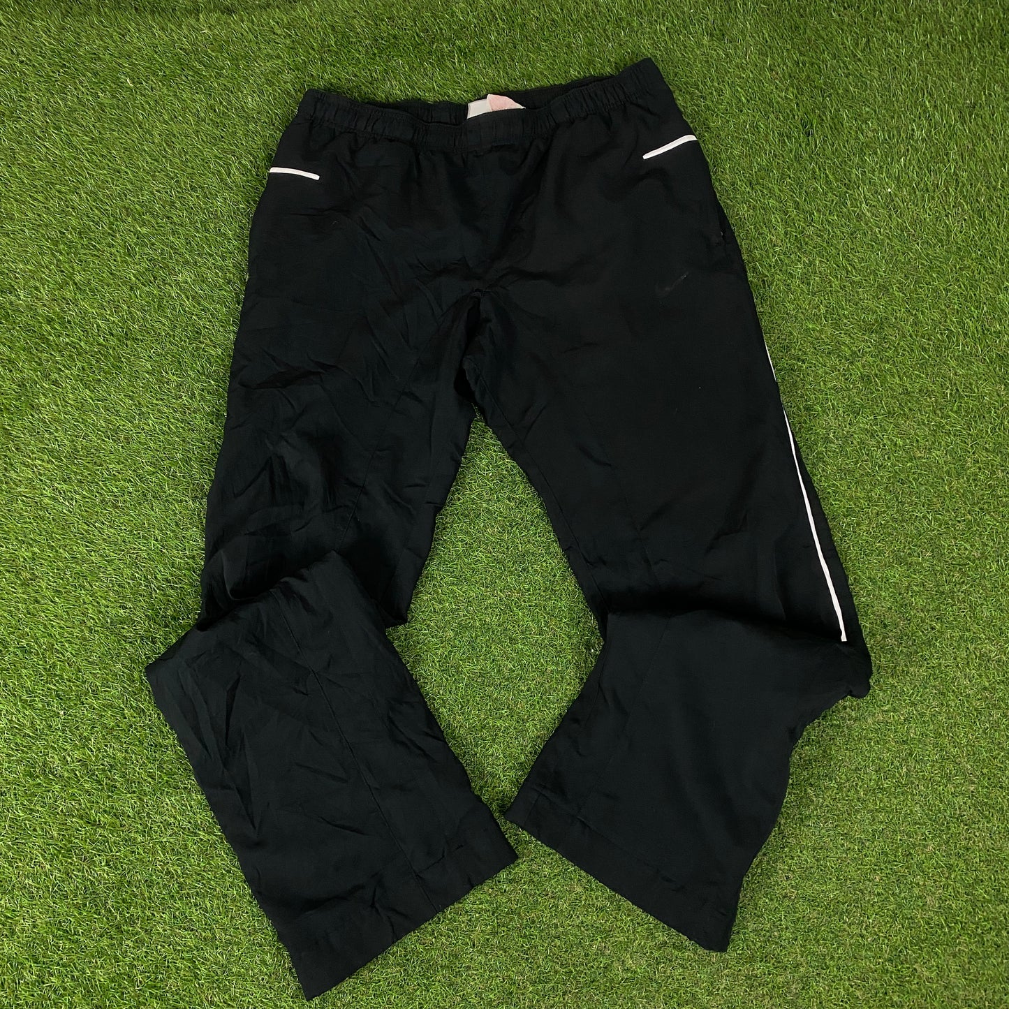 00s Nike Piping Windbreaker Tracksuit Set Jacket + Joggers Black XL