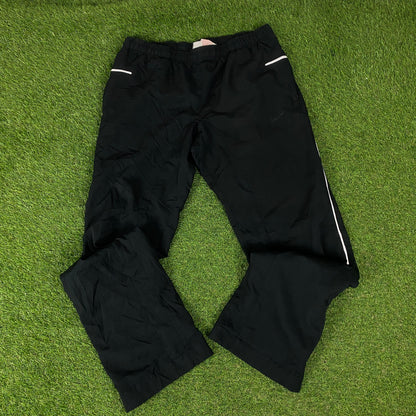 00s Nike Piping Windbreaker Tracksuit Set Jacket + Joggers Black XL
