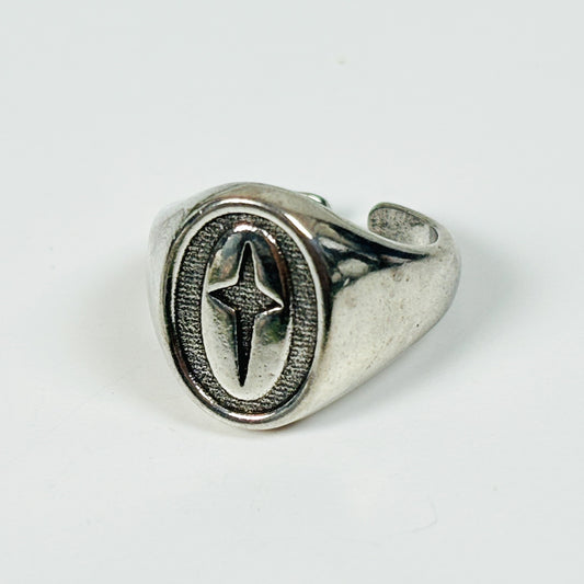 Celestial Star Signet Ring Silver Adjustable