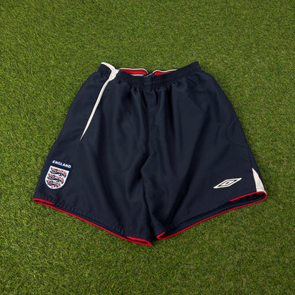 00s Umbro England Football Shorts Blue Small