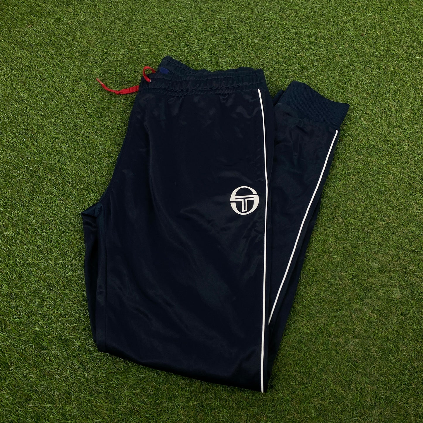 Retro Sergio Tacchini Piping Joggers Blue Medium