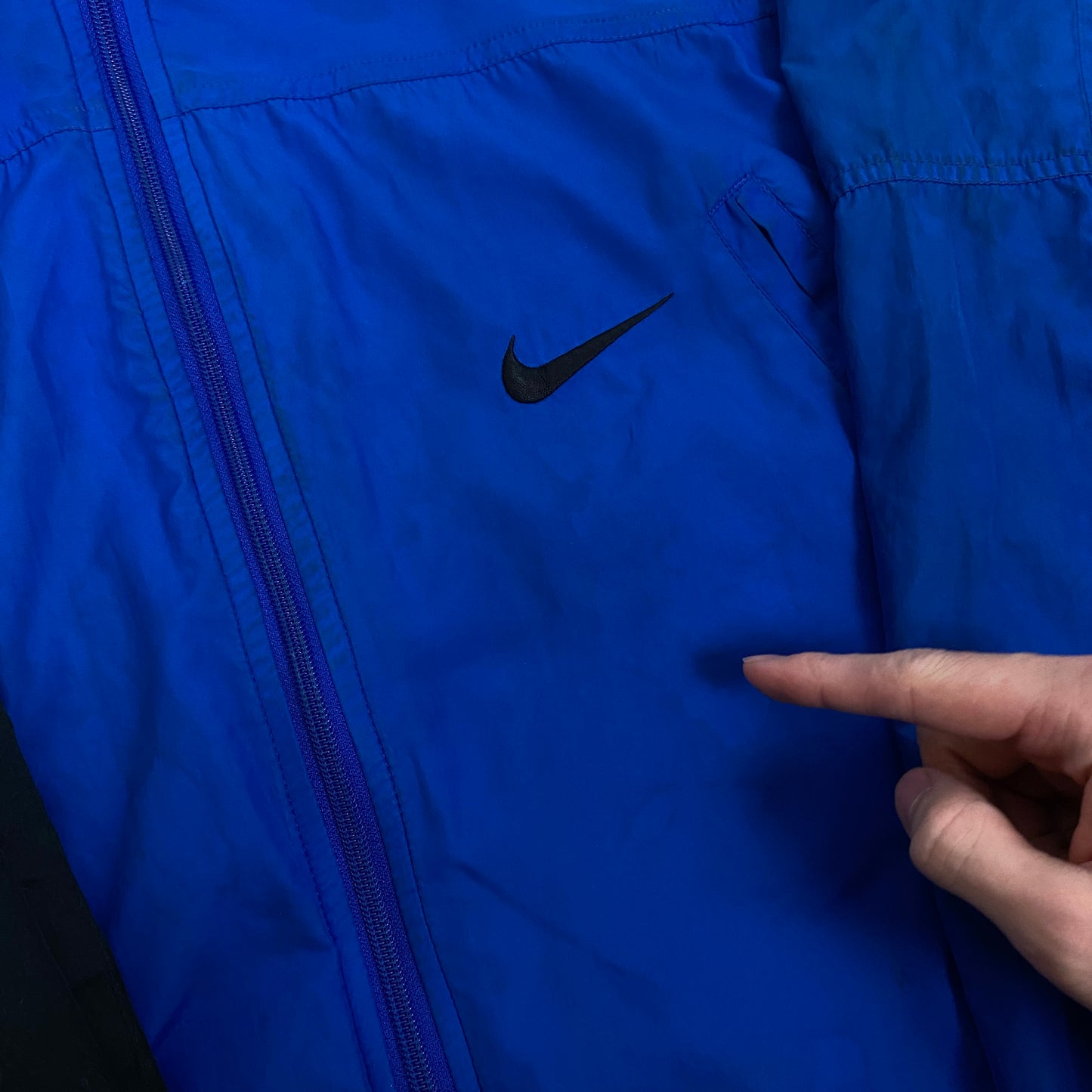 00s Nike Piping Windbreaker Jacket + Joggers Set Blue Small