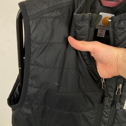 Retro Carhartt Puffer Gilet Jacket Black Medium