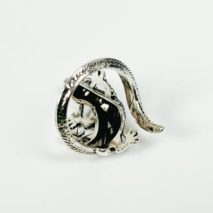 Adjustable Lizard Ring Silver
