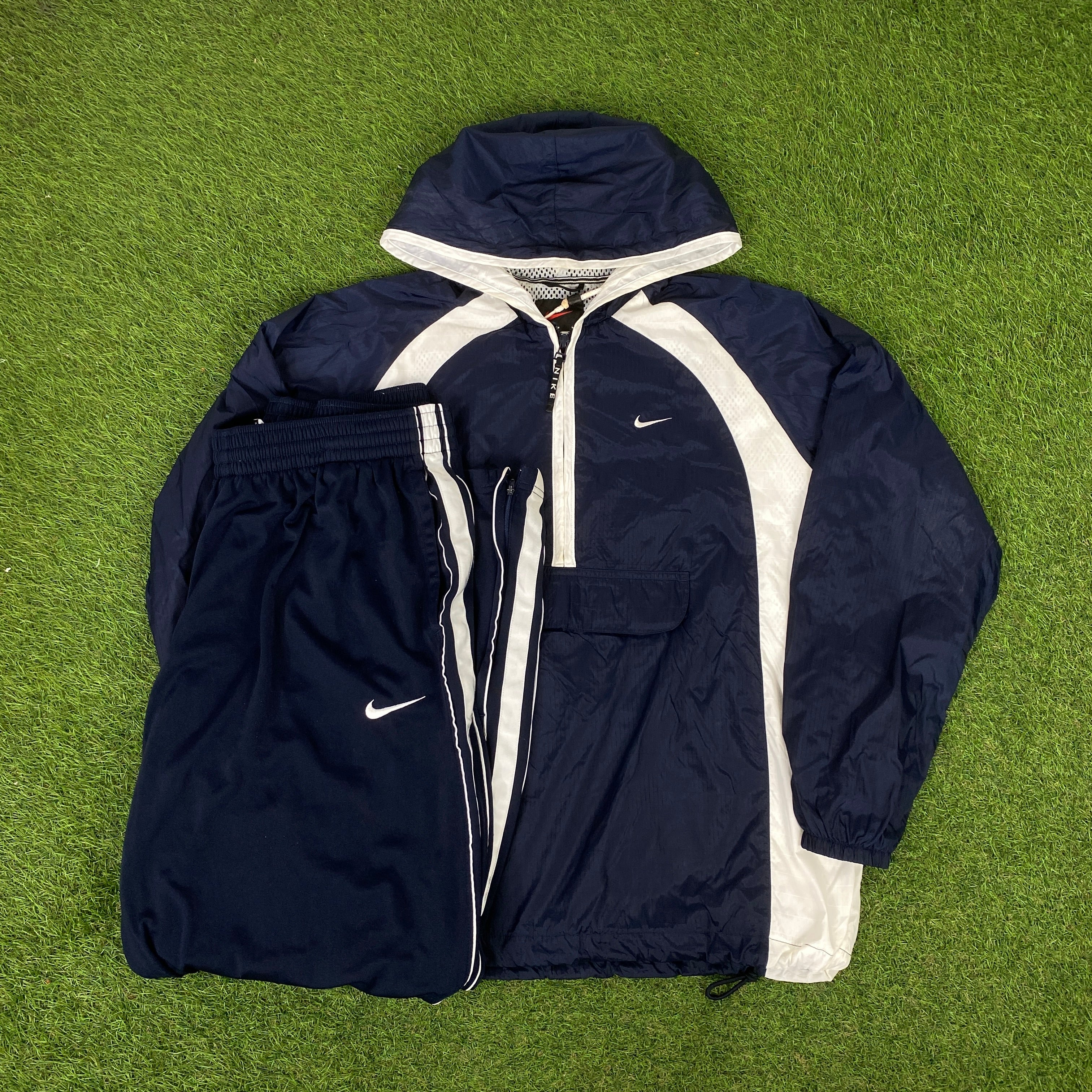 00s Nike Piping Tracksuit Jacket + Joggers Set Blue Small – Clout