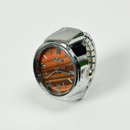 Vintage Watch Ring Brown Adjustable
