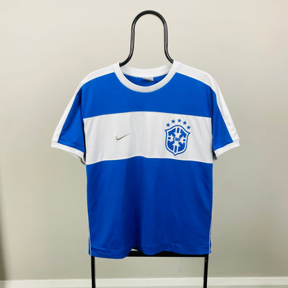 00s Nike Brazil Football Shirt T-Shirt Blue Large
