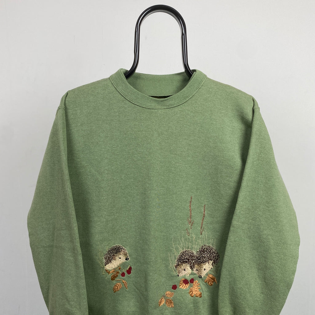 Retro Hedgehog Sweatshirt Green Small