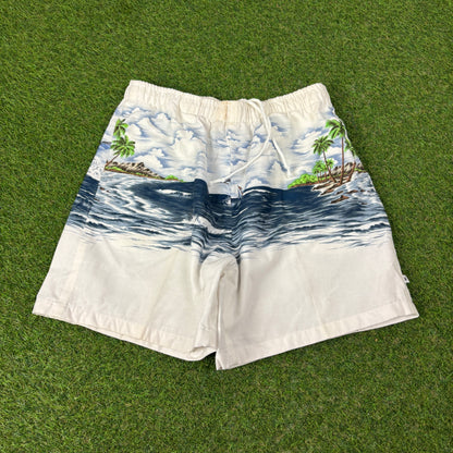 90s Cotton Surf Shorts White Medium