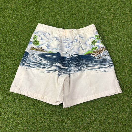 90s Cotton Surf Shorts White Medium